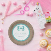 Turquoise Seahorse Burlap Beach Collectie Papieren Bordje (Feest)
