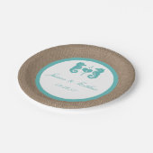 Turquoise Seahorse Burlap Beach Collectie Papieren Bordje (Gekanteld)