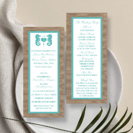 Turquoise Seahorse Burlap Beach Collectie Programmakaart