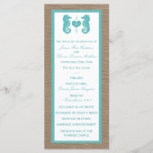 Turquoise Seahorse Burlap Beach Collectie Programmakaart (Voorkant)
