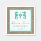 Turquoise Seahorse Burlap Beach Collectie Servet (Voorkant)