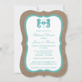 Turquoise Seahorse Burlap Beach repesal Dinner Kaart (Voorkant)