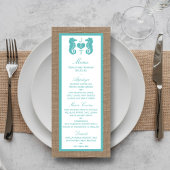 Turquoise Seahorse Burlap Beach Wedding Menu