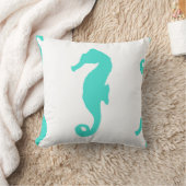 Turquoise Seahorse Coastal Pattern Kussen (Deken)