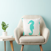 Turquoise Seahorse Coastal Pattern Kussen (Stoel)