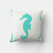 Turquoise Seahorse Coastal Pattern Kussen (Achterkant)