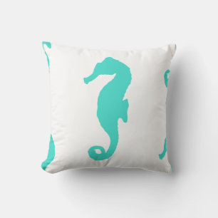 Turquoise Seahorse Coastal Pattern Kussen
