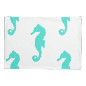 Turquoise Seahorse Coastal Pattern Kussensloop (Achterkant)