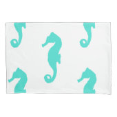 Turquoise Seahorse Coastal Pattern Kussensloop (Voorkant)