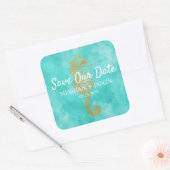 Turquoise Seahorse | De Sticker Datum opslaan (Envelop)
