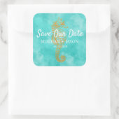 Turquoise Seahorse | De Sticker Datum opslaan (Tas)