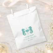 Turquoise Seahorse Monogram Beach Wedding Bedankzakje (Geknipt)