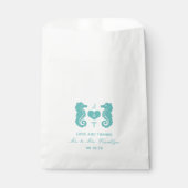 Turquoise Seahorse Monogram Beach Wedding Bedankzakje (Voorkant)