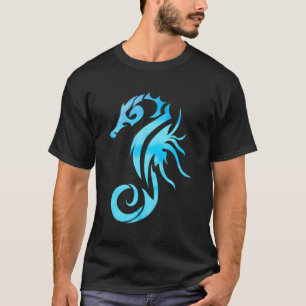 Turquoise Seahorse Ocean Design T-shirt