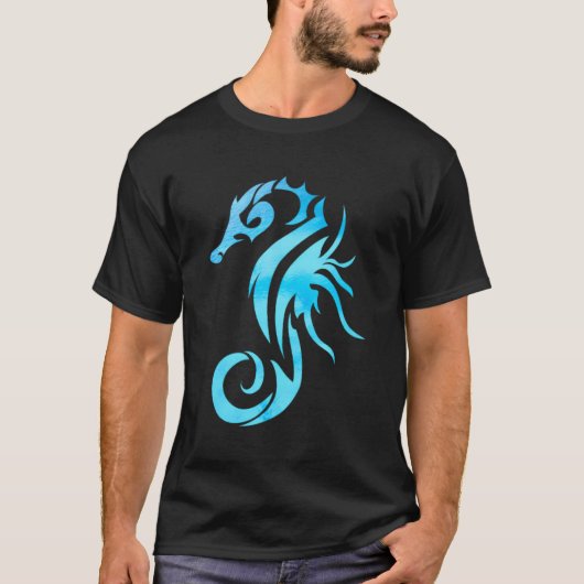 Turquoise Seahorse Ocean Design T-shirt (Voorkant)