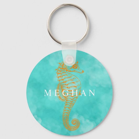 Turquoise Seahorse | Sleutelhanger van gepersonali (Voorkant)