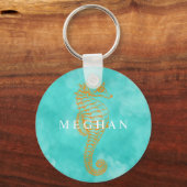 Turquoise Seahorse | Sleutelhanger van gepersonali (Voorkant)