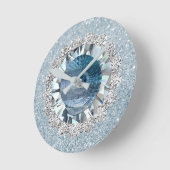 Turquoise Seashell Aquamarine Jewel Faux Glitter Ronde Klok (Hoek)