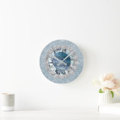 Turquoise Seashell Aquamarine Jewel Faux Glitter Ronde Klok (Huis)