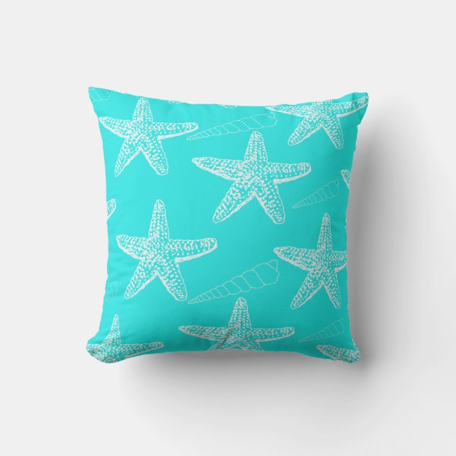Turquoise Seashell Pillow Kussen (Voorkant)