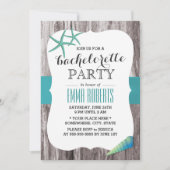 Turquoise Seashells Beach Theme Bachelorette Party Kaart (Voorkant)
