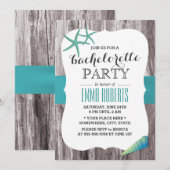 Turquoise Seashells Beach Theme Bachelorette Party Kaart (Voorkant / Achterkant)