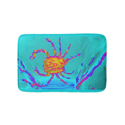 Turquoise Seaside Cool Crab Badmat (Voorkant)
