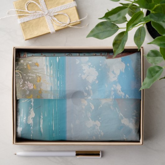 Turquoise Seaside Gypsy Caravan Decoupage Tissuepapier (Geschenk)