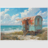 Turquoise Seaside Gypsy Caravan Decoupage Tissuepapier (Voorkant)