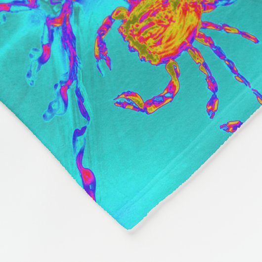 Turquoise Seaside Pattern Cool Crabs Fleece Deken (Hoek)