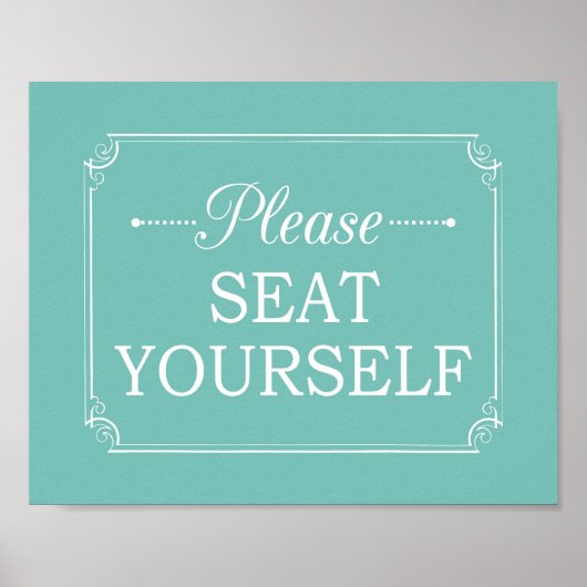 Turquoise Seat Yourself Bathroom Art Poster (Voorkant)