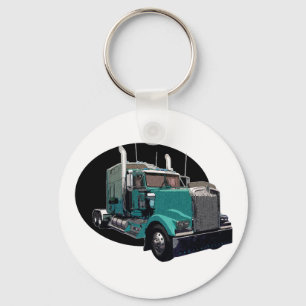 Turquoise Semi Truck Sleutelhanger