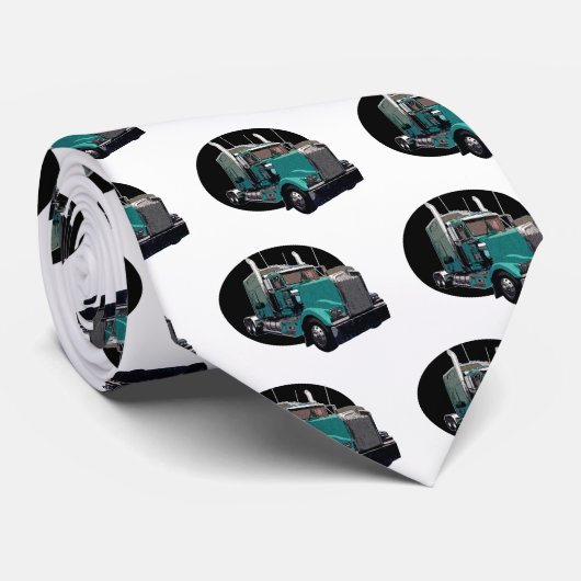 Turquoise Semi Truck Stropdas (Opgerold)