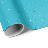 Turquoise Sequin-Look Kerstmis Cadeaupapier (Rol Hoek)