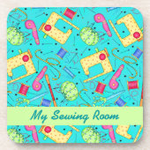 Turquoise Sewing Art Cork Onderzetter (Voorkant)