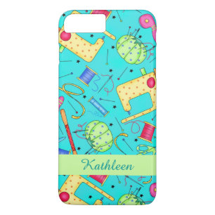Turquoise Sewing Art Name Personalized Case-Mate iPhone Case