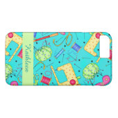 Turquoise Sewing Art Name Personalized Case-Mate iPhone Case (Achterkant (Horizontaal))