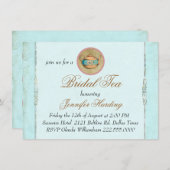 Turquoise  Shabby Bridal Tea Party Kaart (Voorkant / Achterkant)