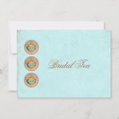 Turquoise  Shabby Bridal Tea Party Kaart (Achterkant)