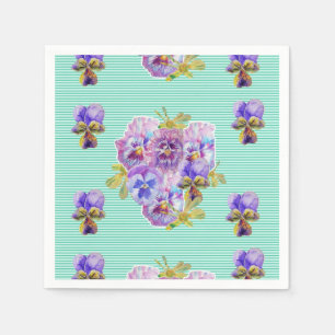 Turquoise Shabby Chic floral Serviette Napkins Servet