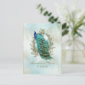 Turquoise Shabby Peacock - Briefkaart (Staand voorkant)