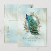 Turquoise Shabby Peacock - Briefkaart (Voorkant / Achterkant)