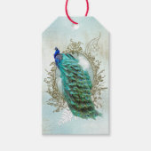 Turquoise Shabby Peacock Cadeaulabel (Voorkant)
