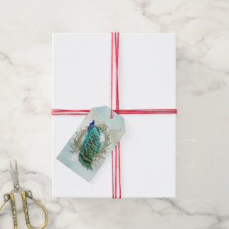 Turquoise Shabby Peacock Cadeaulabel