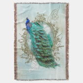 Turquoise Shabby Peacock Deken (Voorkant Verticaal)