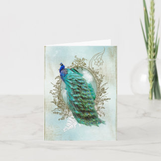 Turquoise Shabby Peacock Feestdagen Kaart