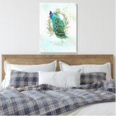 Turquoise Shabby Peacock - Gewatteerd Canvas Afdruk (Insitu (Slaapkamer))