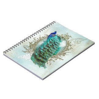 Turquoise Shabby Peacock Notitieboek