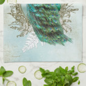 Turquoise Shabby Peacock Theedoek (Gevouwen)