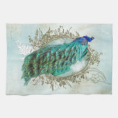 Turquoise Shabby Peacock Theedoek (Horizontaal)